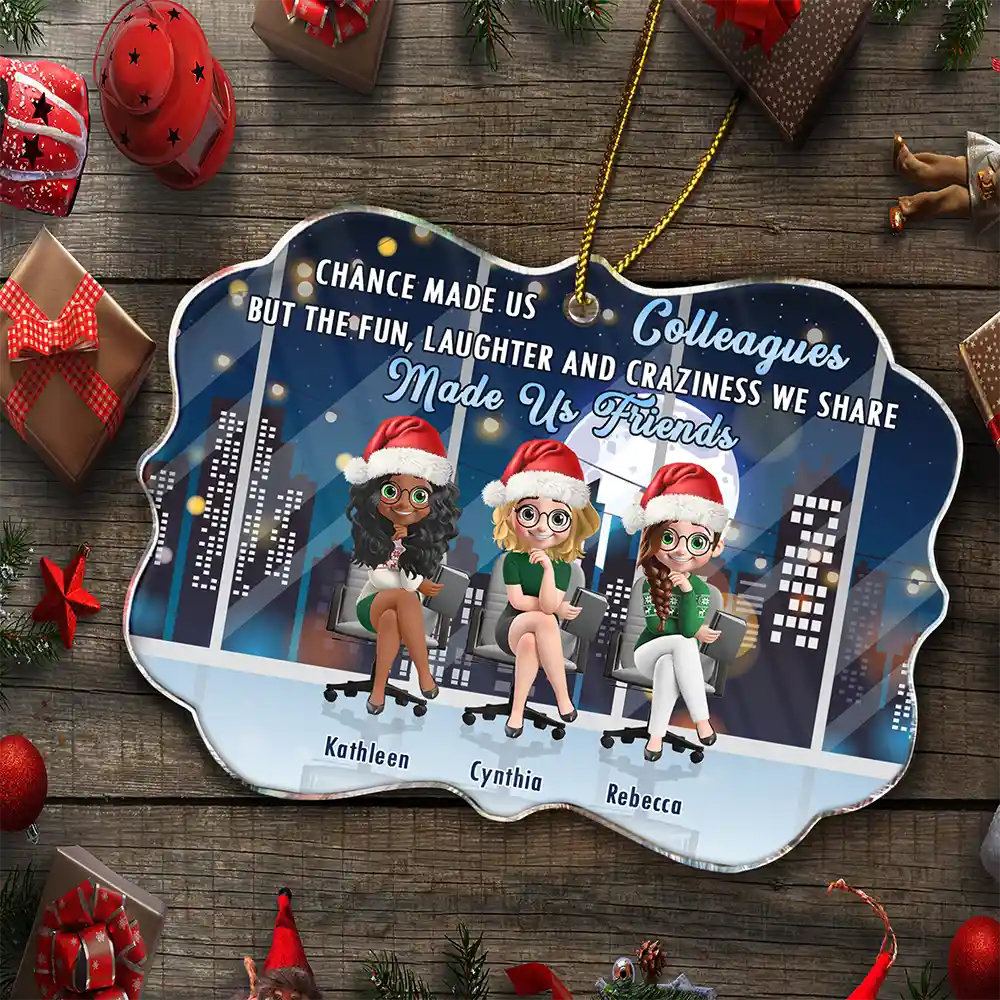Colleagues But The Craziness We Share Made Us Friends - Personalized Medallion Acrylic Ornament - Image 5