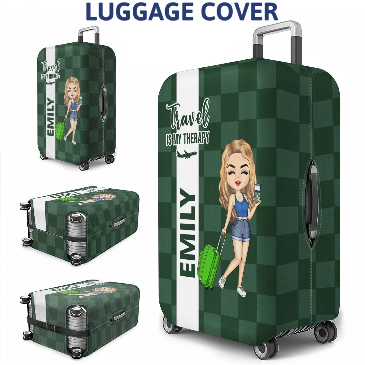 Collect Moments Not Things - Gift For Travelers, Traveling Lovers, Him, Her - Personalized Luggage Cover - Image 3
