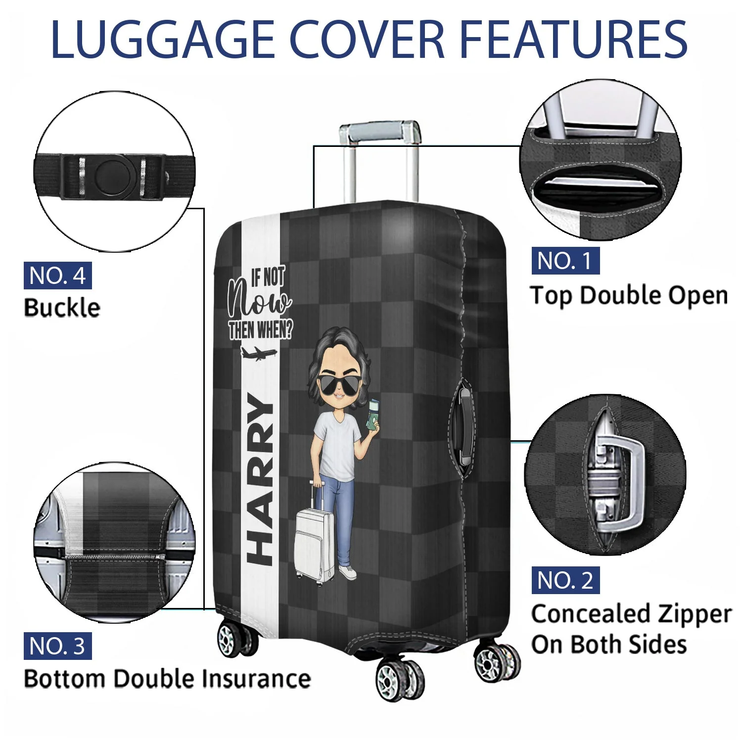 Collect Moments Not Things - Gift For Traveling Lovers, Travelers, Him, Her - Personalized Luggage Cover - Image 4