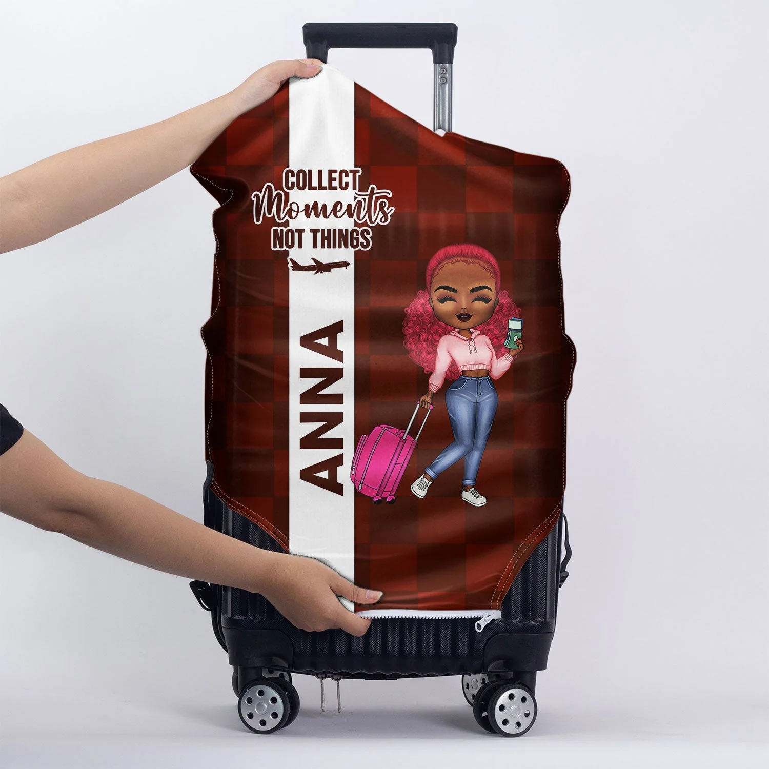 Collect Moments Not Things - Gift For Traveling Lovers, Travelers, Him, Her - Personalized Luggage Cover - Image 5
