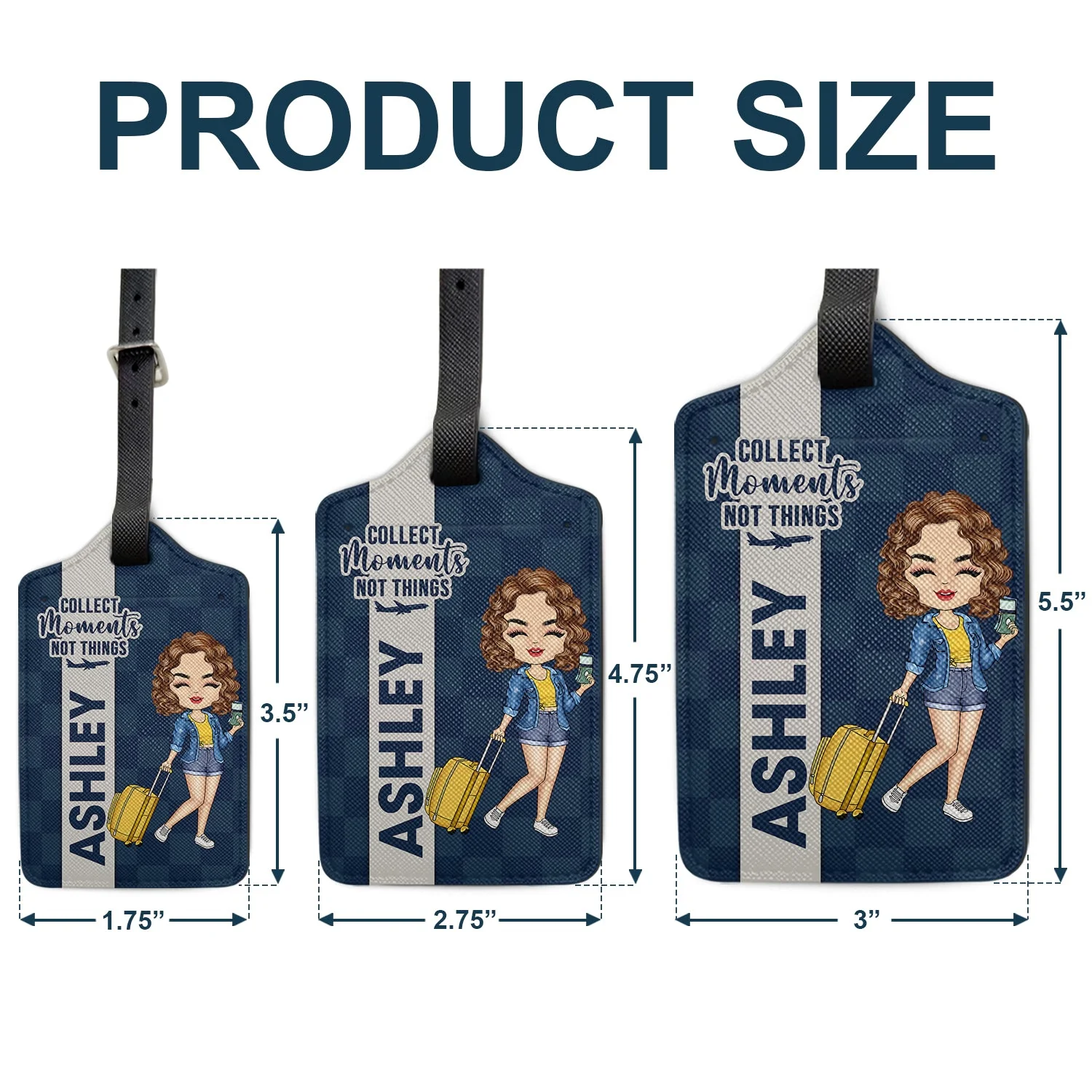 Collect Moments Not Things - Gift For Travellers, Travelling Lovers, Him, Her - Personalized Luggage Tag - Image 5