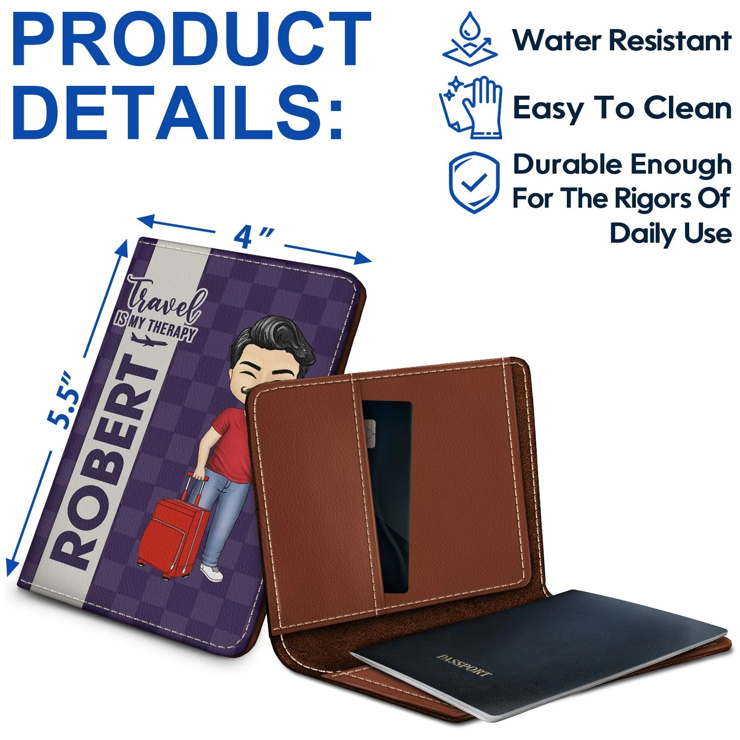 Collect Moments Not Things - Gift For Travellers, Travelling Lovers, Him, Her - Personalized Passport Cover, Passport Holder - Image 4
