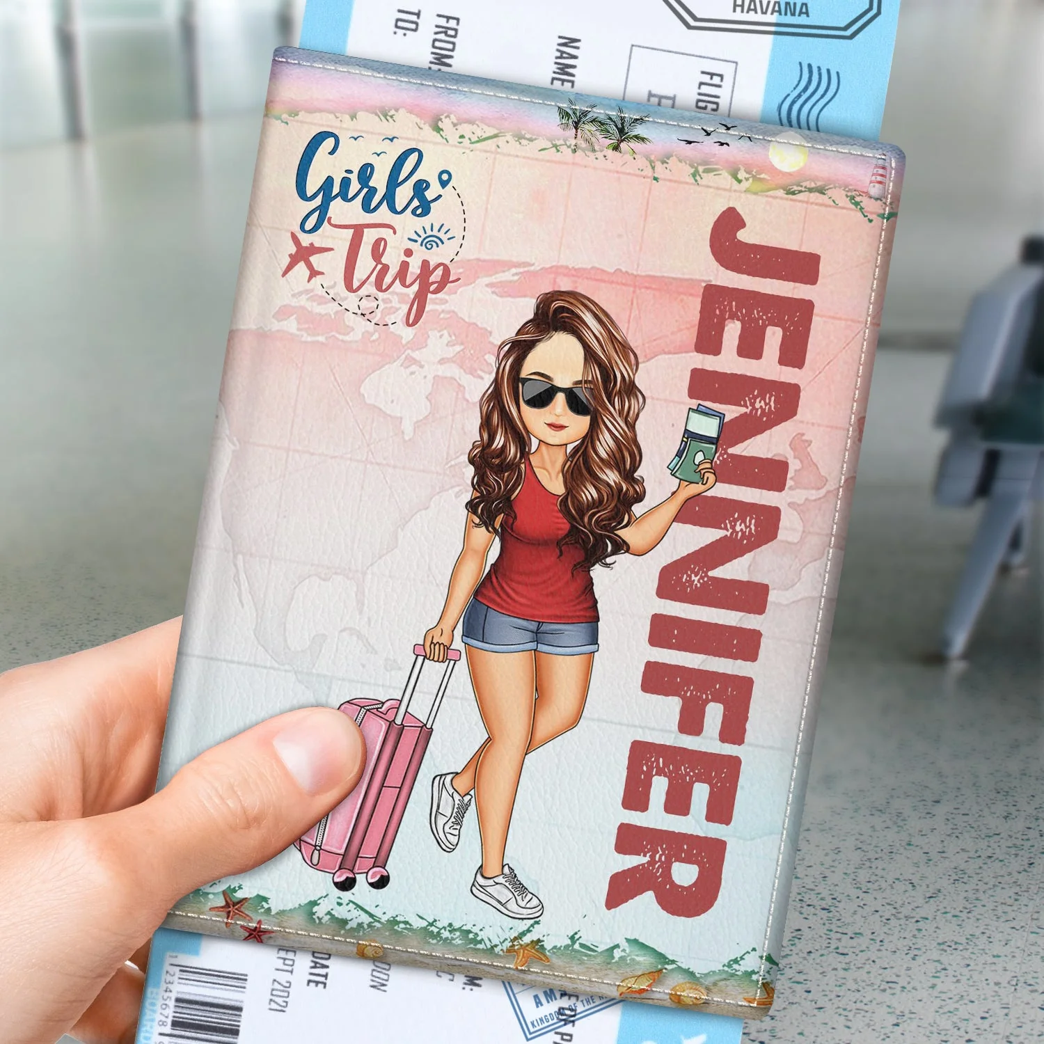 Collect Moments Not Things Girls Trip Travel - Birthday Gift For Him, Her, Kid, Friends, Family, Trippin', Vacation Lovers - Personalized Custom Passport Cover, Passport Holder - Image 3
