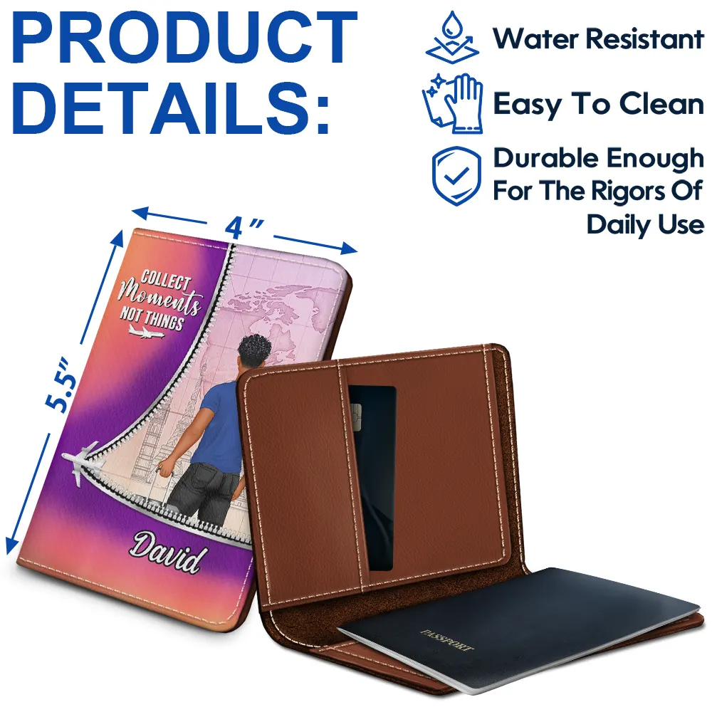Collect Moments Not Things - Personalized Passport Cover, Passport Holder - Image 4