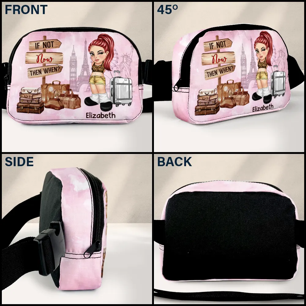 Collect Moments Not Things Travel Is My Therapy - Personalized Crossbody Belt Bag - Image 3