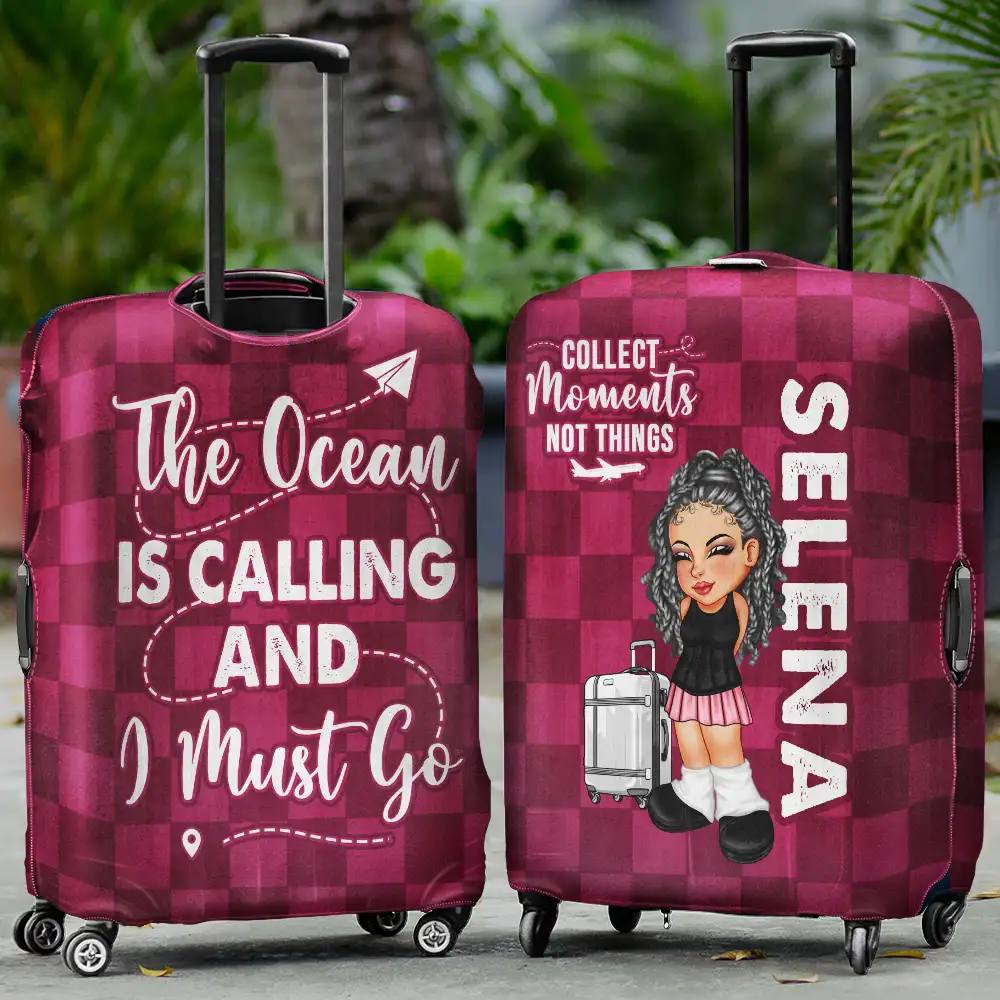 Collect Moments Not Things Travel Lover Y2K - Personalized Luggage Cover - Image 2