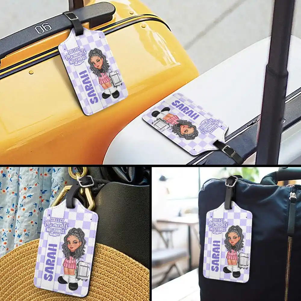 Collect Moments Not Things Travel Lover Y2K - Personalized Luggage Tag - Image 3