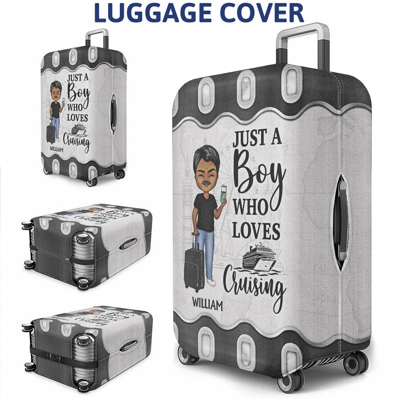Color Just A Girl Boy Who Loves Traveling - Gift For Traveling Lovers - Personalized Custom Luggage Cover - Image 3