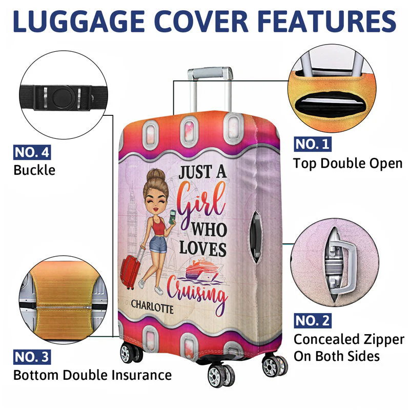 Color Just A Girl Boy Who Loves Traveling - Gift For Traveling Lovers - Personalized Custom Luggage Cover - Image 4