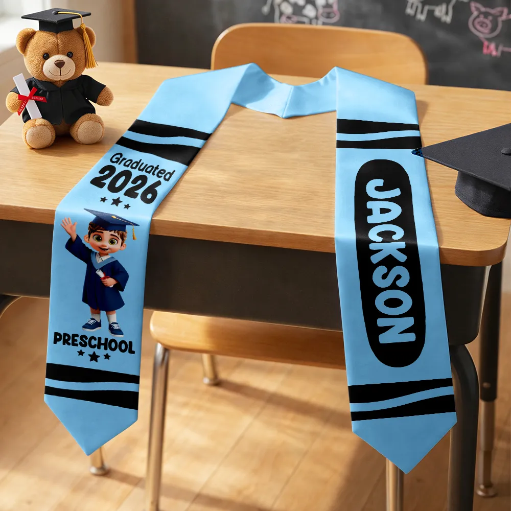 Colorful Crayons Pre-K Kindergarten Graduation - Personalized Kid Graduation Stole - Image 2