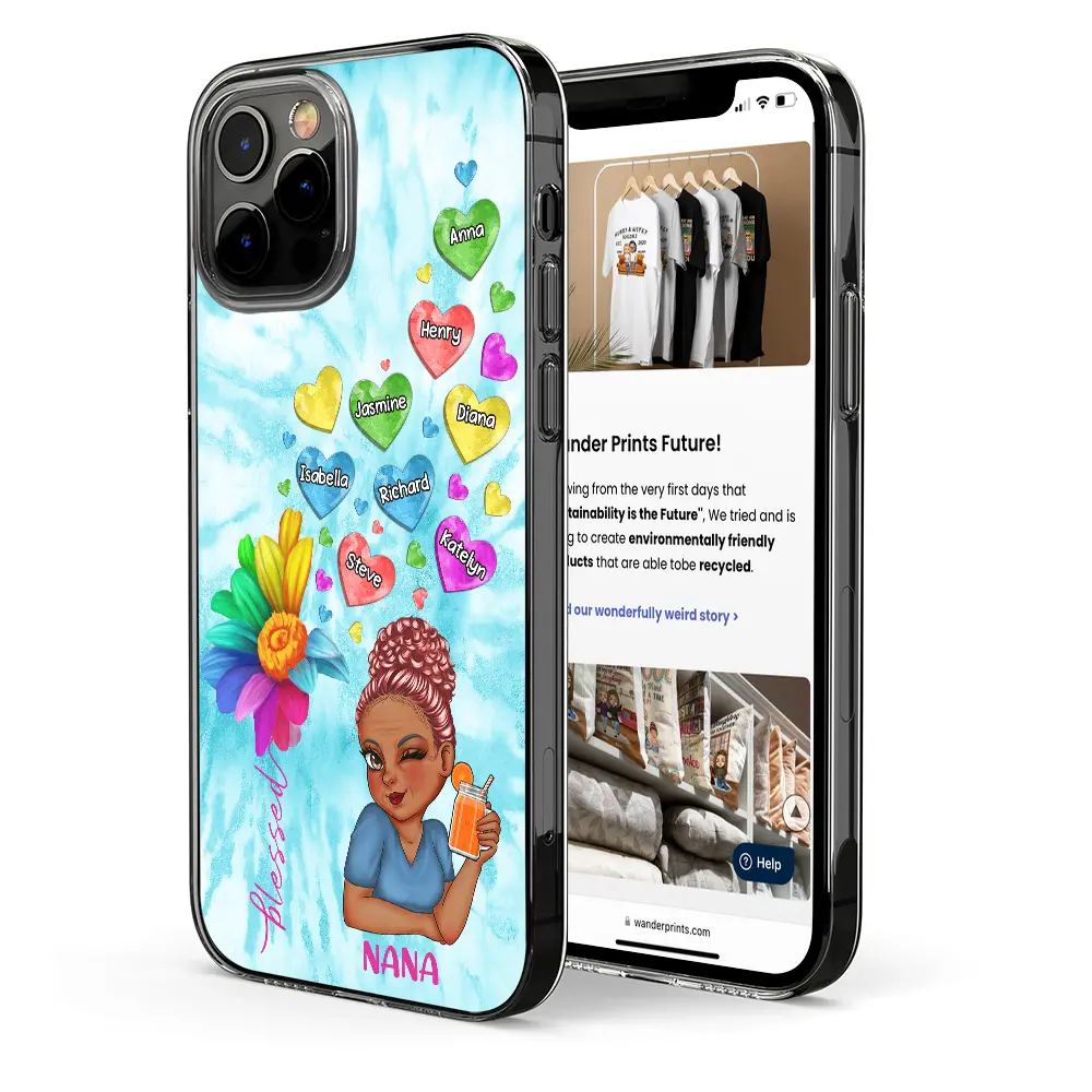 Colorful Flower Heart Grandma - Personalized Clear Phone Case - Image 2