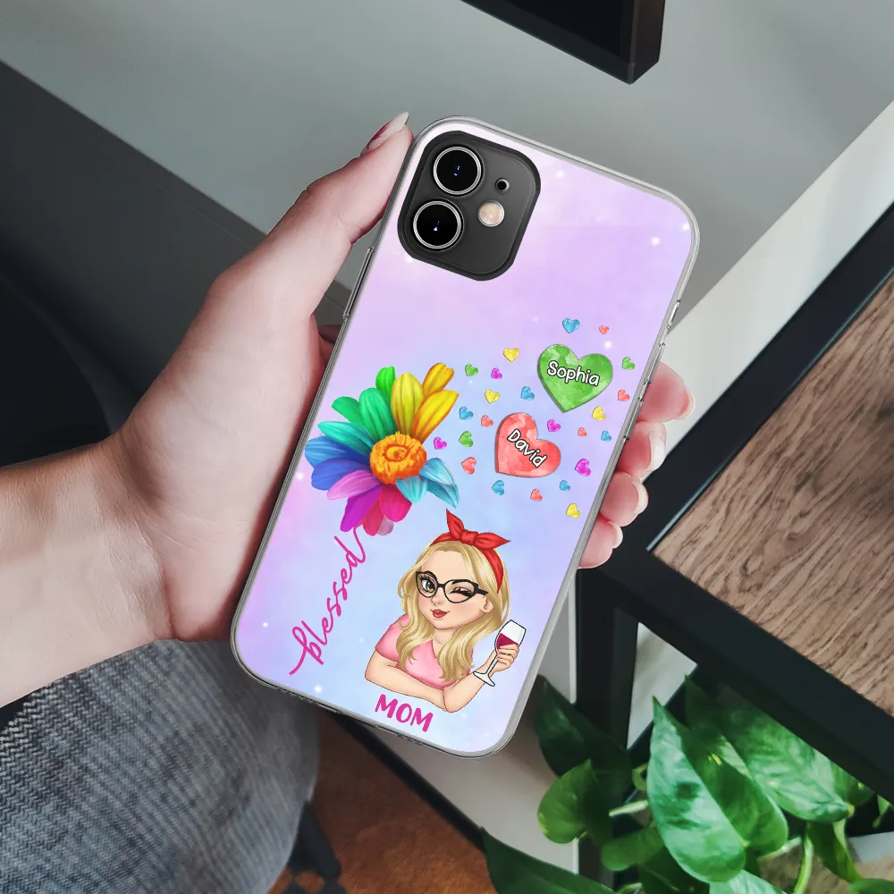 Colorful Flower Heart Grandma - Personalized Clear Phone Case - Image 4
