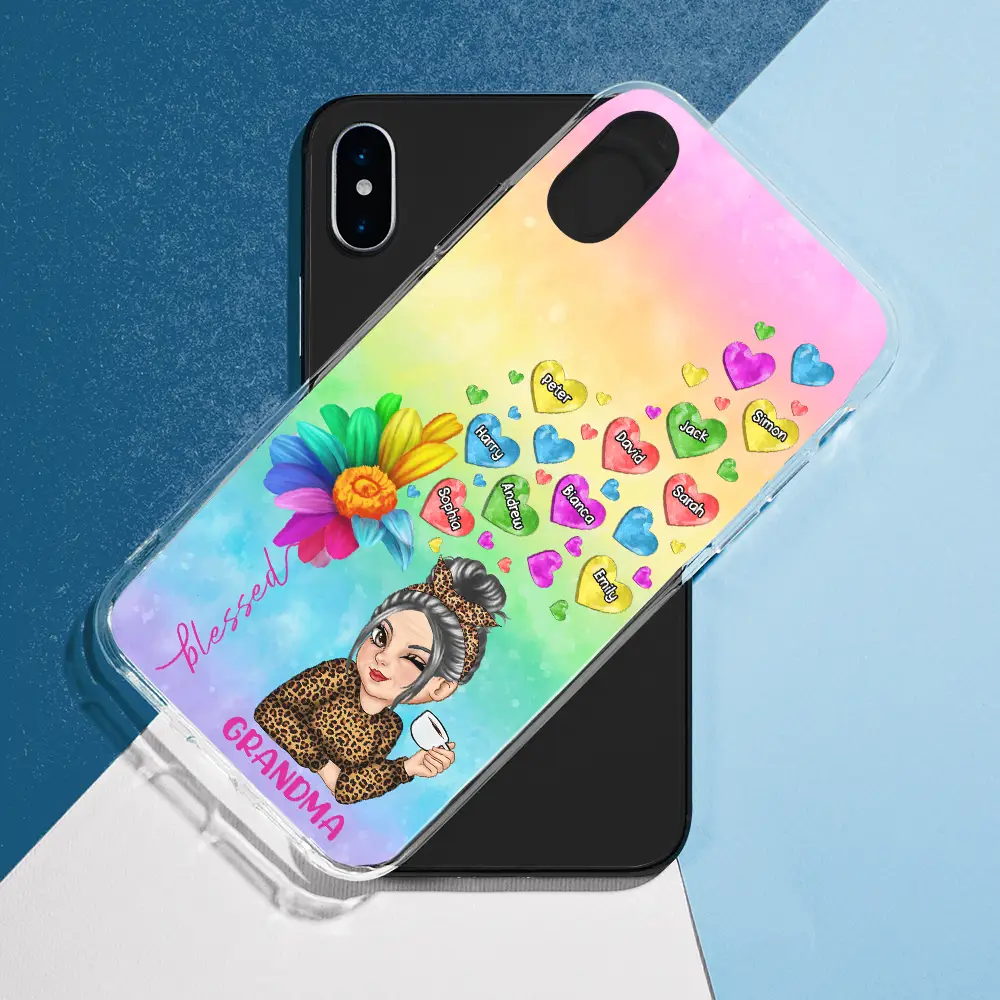 Colorful Flower Heart Grandma - Personalized Clear Phone Case - Image 5