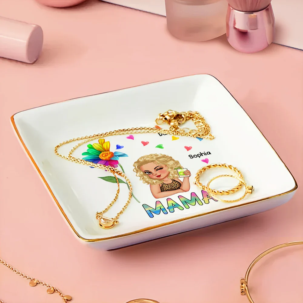 Colorful Sunflowers Grandma - Personalized Ring Dish - Image 3