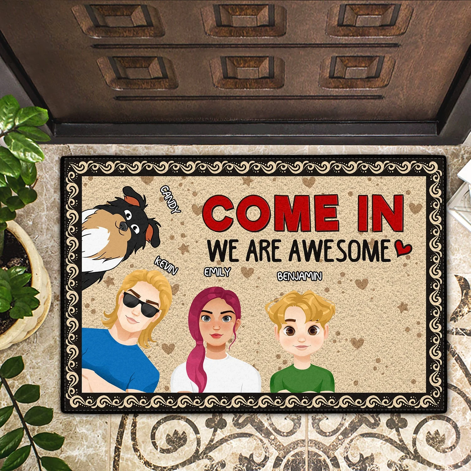 Come In We're Awesome - Gift For Family - Personalized Doormat - Image 2