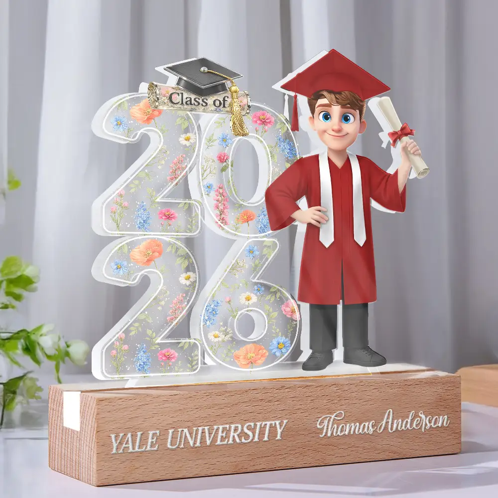 Congrats Grad Senior Floral - Personalized Custom Shaped LED Light - Image 2