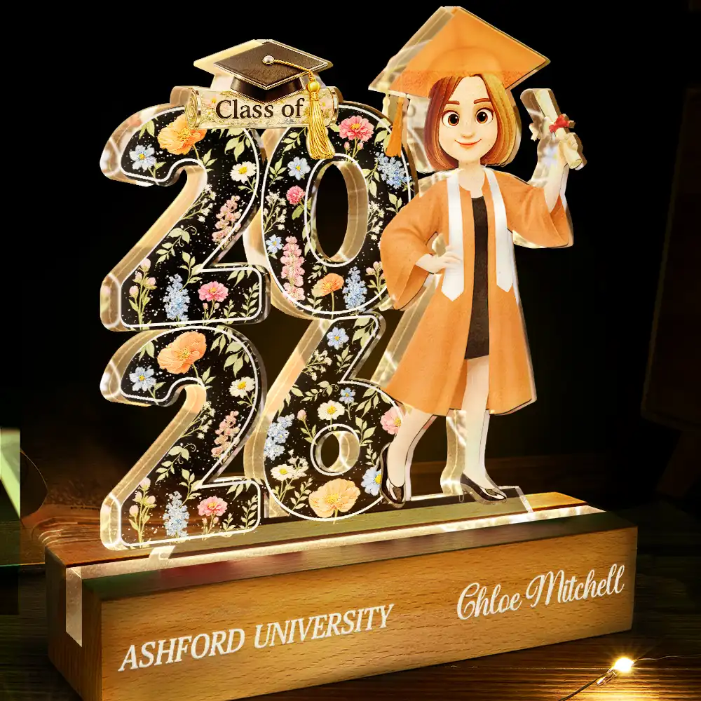 Congrats Grad Senior Floral - Personalized Custom Shaped LED Light - Image 3