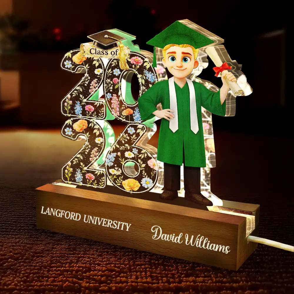 Congrats Grad Senior Floral - Personalized Custom Shaped LED Light - Image 4
