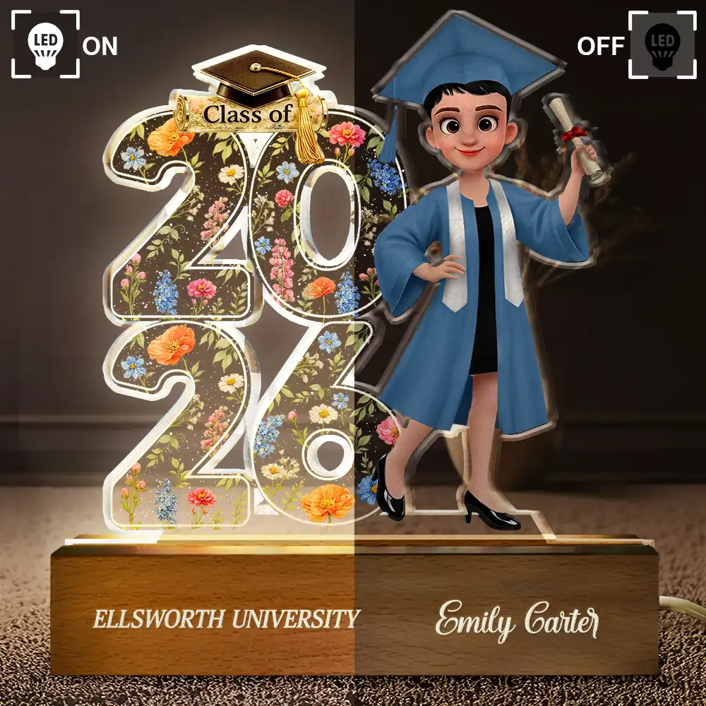 Congrats Grad Senior Floral - Personalized Custom Shaped LED Light - Image 5