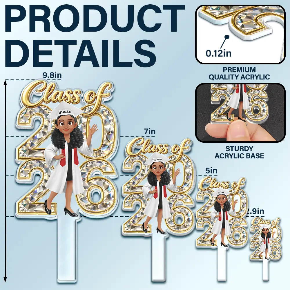 Congrats Grad Woman Man Crystal Effect - Personalized Acrylic Cake Topper - Image 5
