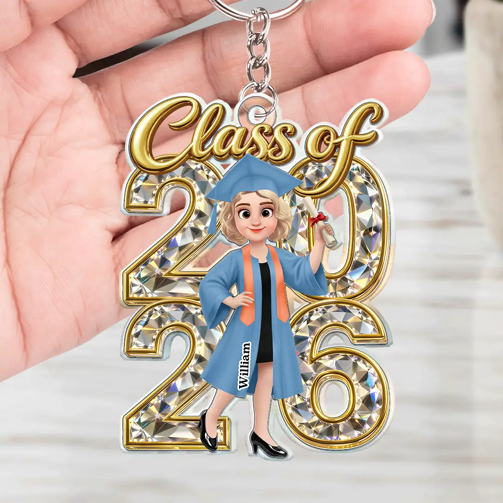 Congrats Grad Woman Man Crystal Effect - Personalized Acrylic Keychain - Image 3