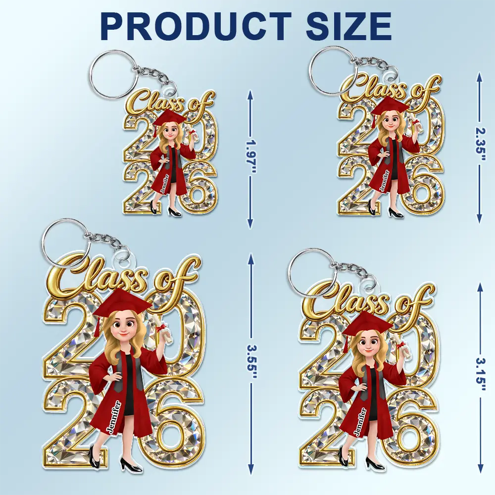 Congrats Grad Woman Man Crystal Effect - Personalized Acrylic Keychain - Image 4