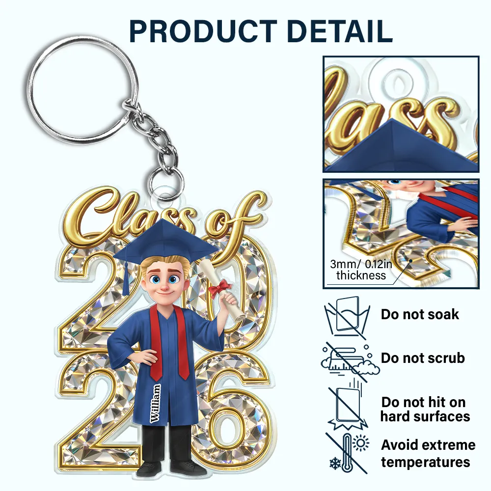 Congrats Grad Woman Man Crystal Effect - Personalized Acrylic Keychain - Image 5