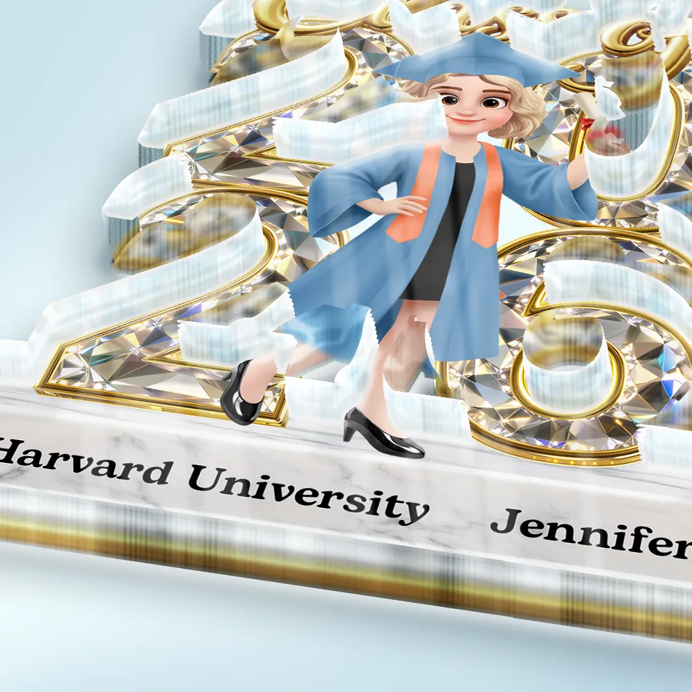 Congrats Grad Woman Man Crystal Effect - Personalized Custom Shaped Acrylic Plaque - Image 3