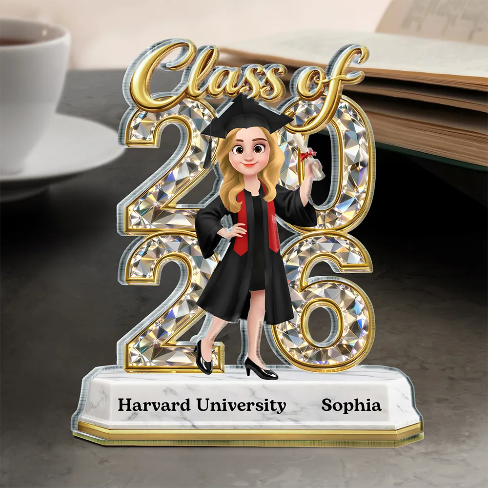 Congrats Grad Woman Man Crystal Effect - Personalized Custom Shaped Acrylic Plaque - Image 4