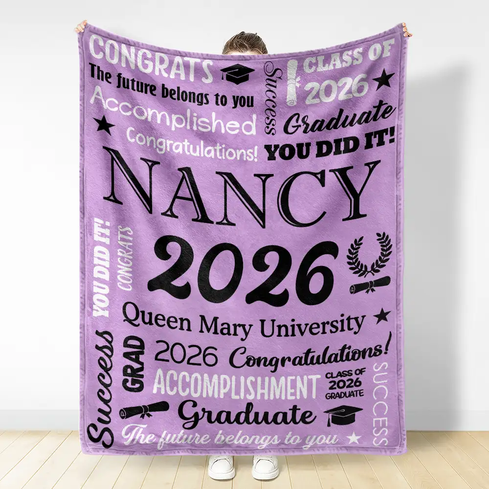 Congrats Grad You Did It - Personalized Fleece Blanket, Sherpa Blanket - Image 3