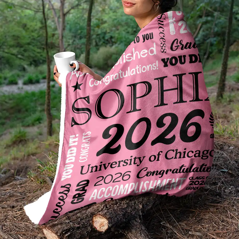 Congrats Grad You Did It - Personalized Fleece Blanket, Sherpa Blanket - Image 5