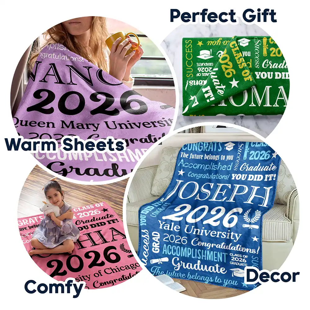 Congrats Grad You Did It - Personalized Fleece Blanket, Sherpa Blanket - Image 7