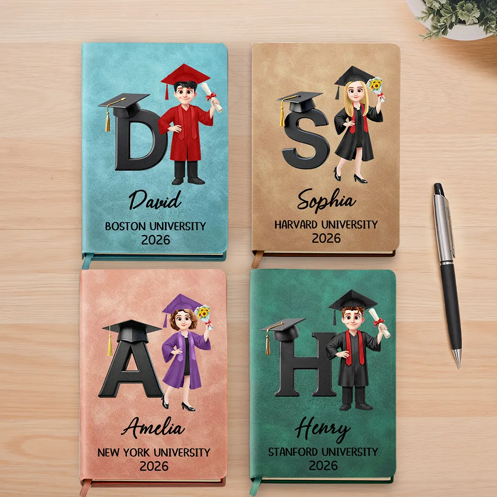 Congrats Graduate With Alphabet - Personalized Leather Journal - Image 2