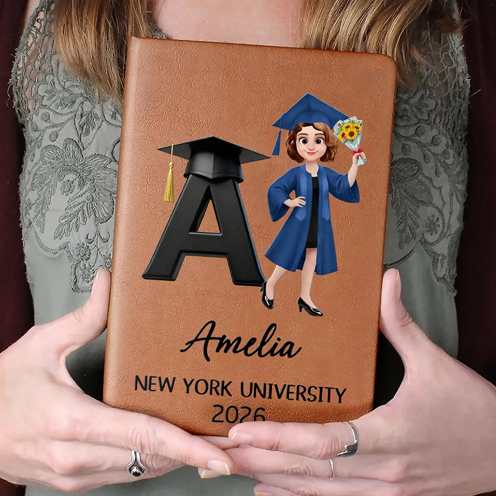 Congrats Graduate With Alphabet - Personalized Leather Journal - Image 5