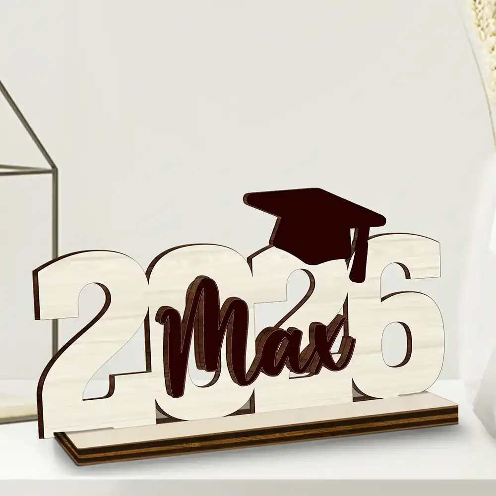 Congrats Graduation Colorful Name - Personalized Custom Shaped Wooden Plaque - Image 2