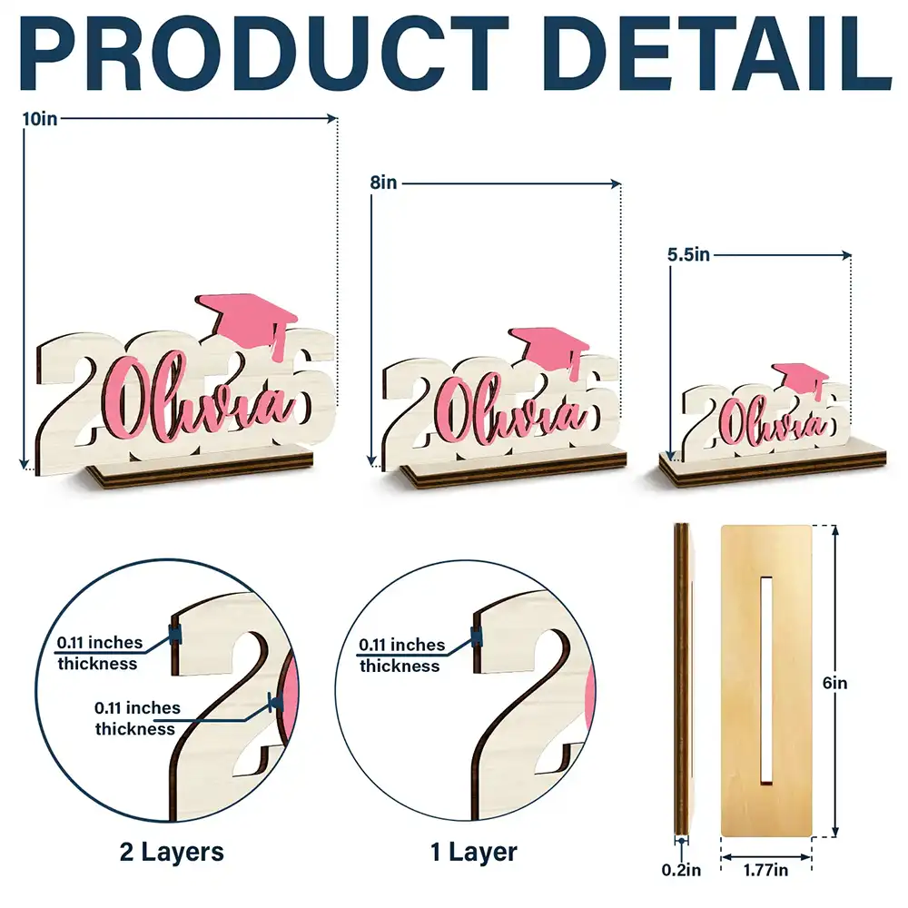 Congrats Graduation Colorful Name - Personalized Custom Shaped Wooden Plaque - Image 4