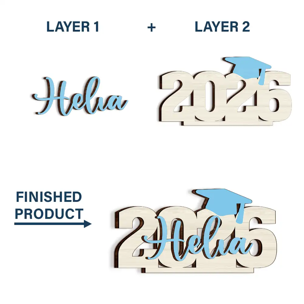 Congrats Graduation Colorful Name - Personalized Custom Shaped Wooden Plaque - Image 5