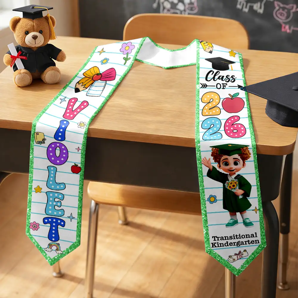 Congrats Graduation Cute Kid - Personalized Kid Graduation Stole - Image 2