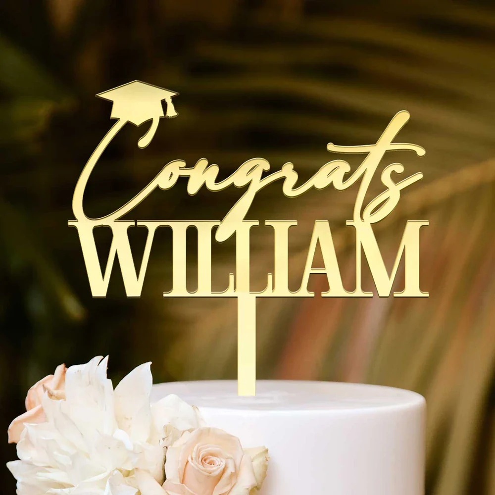 Congrats Graduation Name - Personalized Cake Topper
