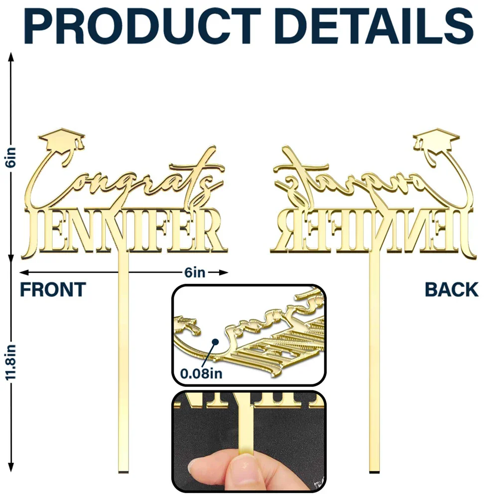 Congrats Graduation Name - Personalized Cake Topper - Image 5