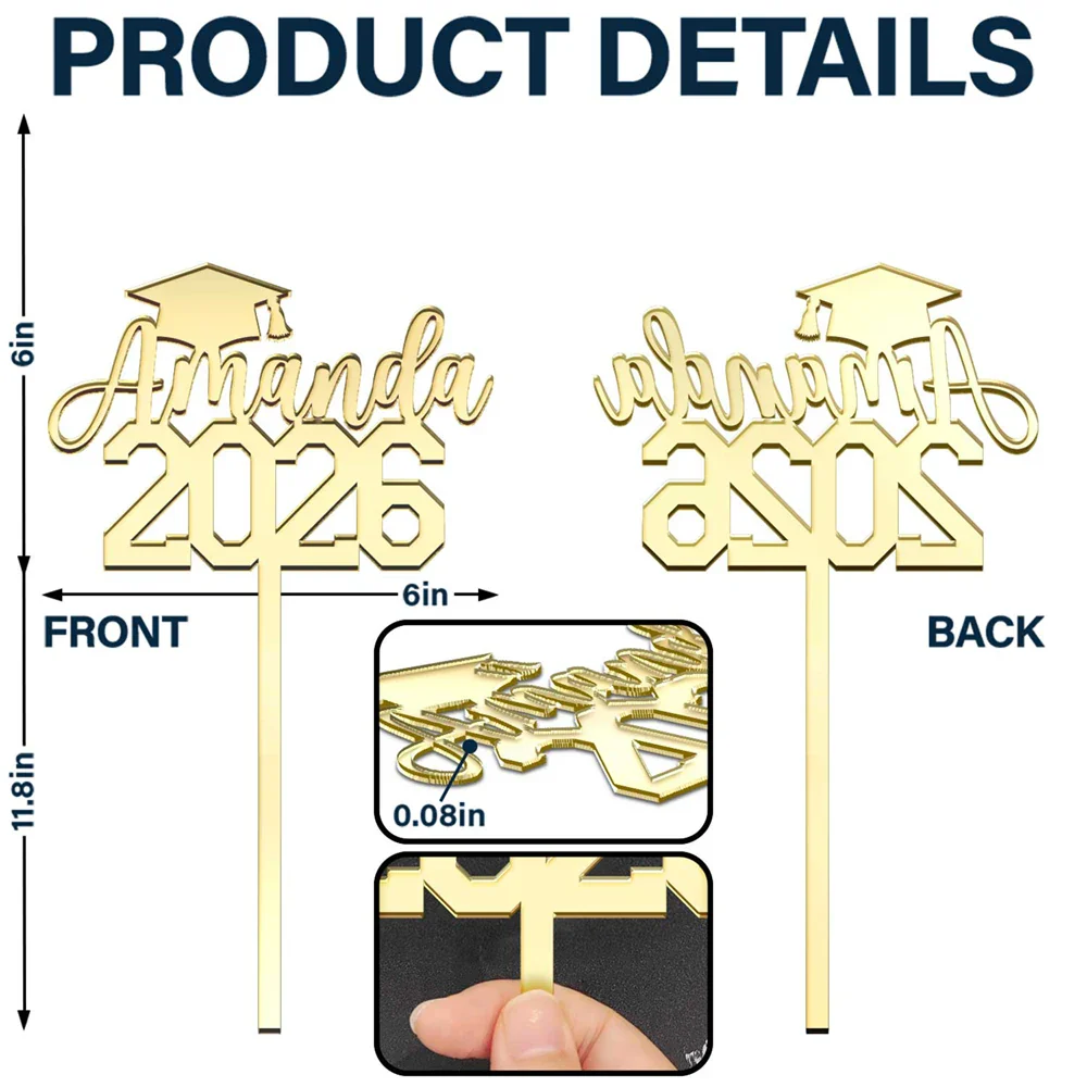 Congrats Graduation - Personalized Cake Topper - Image 5