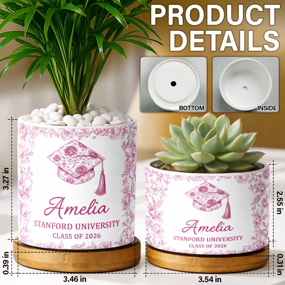 Congrats Graduation - Personalized Ceramic Plant Pot - Image 5