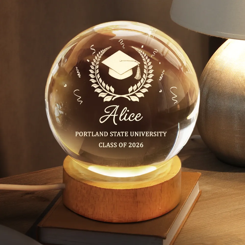 Congrats Graduation - Personalized Crystal Globe Lamp - Image 2
