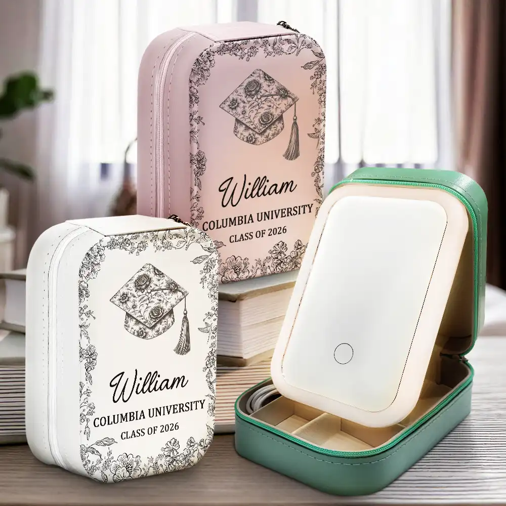 Congrats Graduation - Personalized Makeup Box With LED Mirror - Image 2