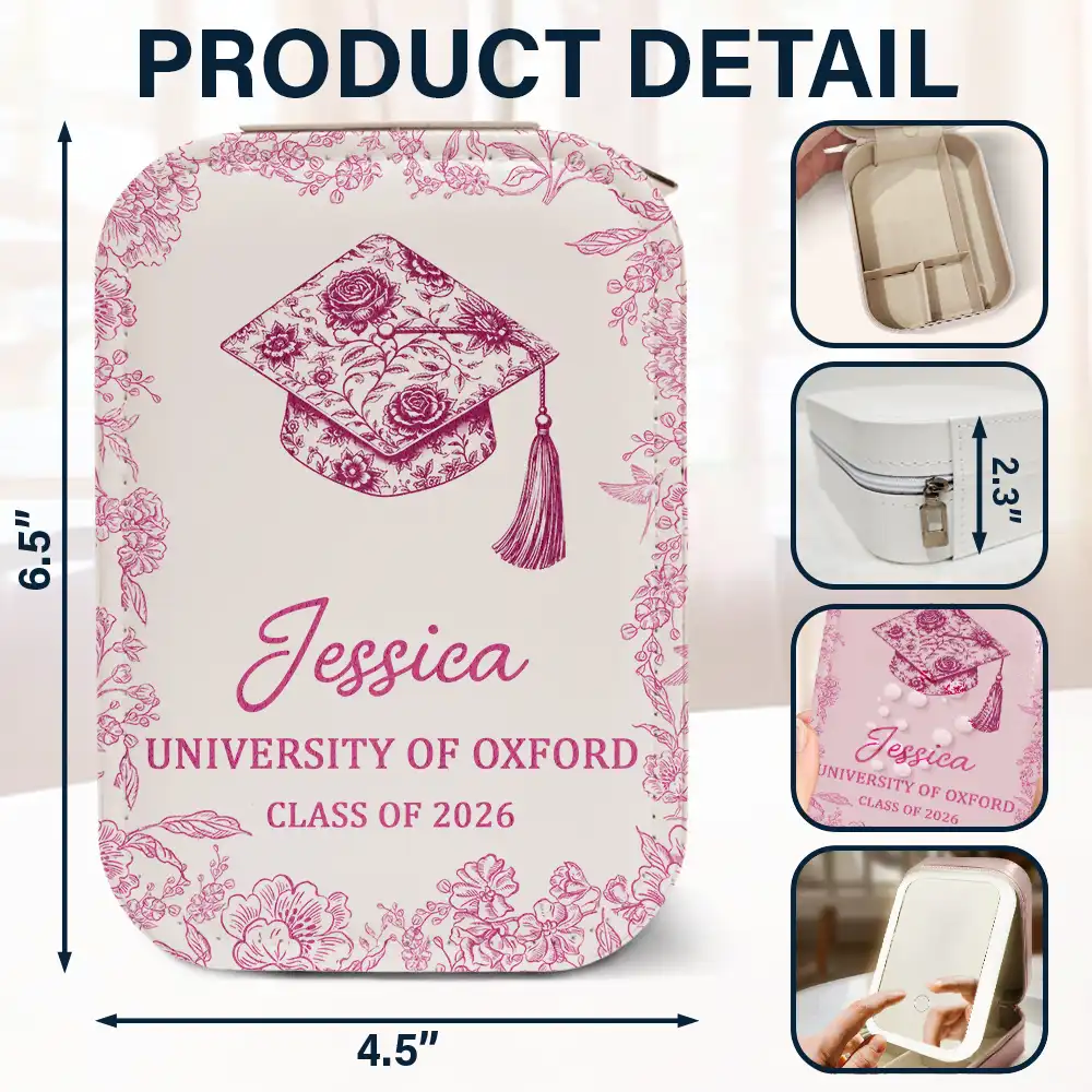 Congrats Graduation - Personalized Makeup Box With LED Mirror - Image 6
