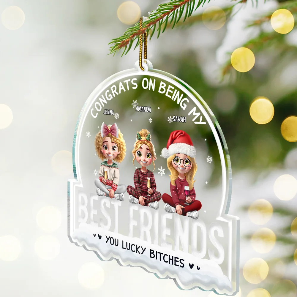 Congrats On Being My Bestie 3D Best Friends - Personalized Custom Shaped Acrylic Ornament - Image 2