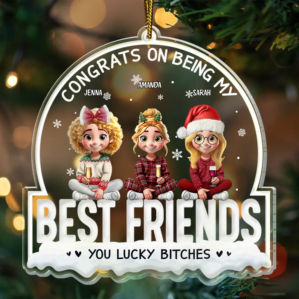 Congrats On Being My Bestie 3D Best Friends - Personalized Custom Shaped Acrylic Ornament - Image 3