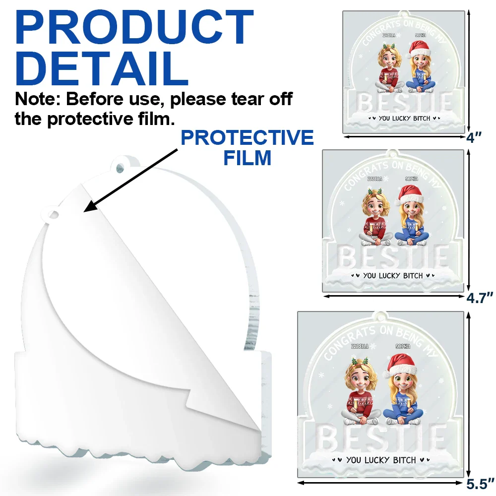 Congrats On Being My Bestie 3D Best Friends - Personalized Custom Shaped Acrylic Ornament - Image 6