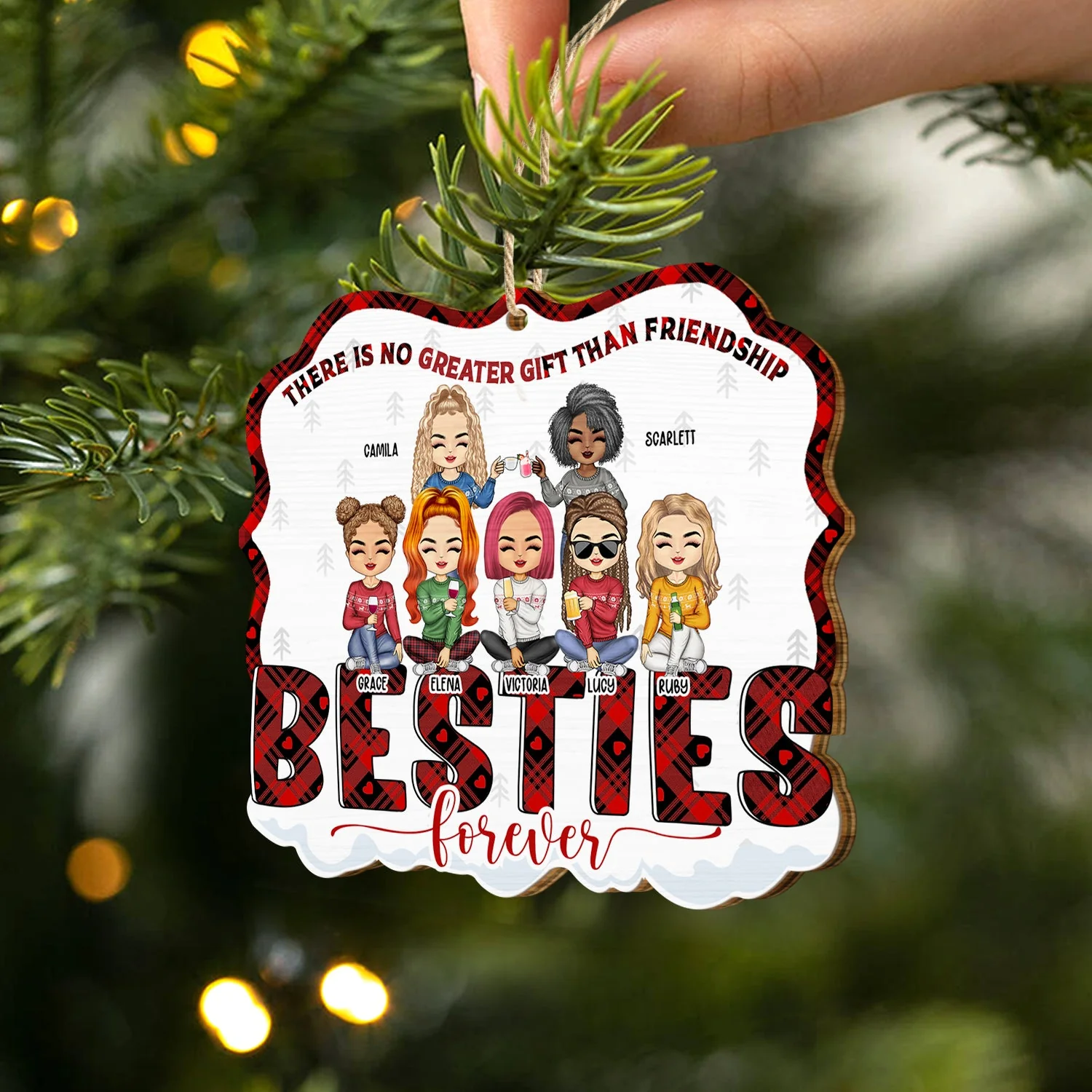 Congrats On Being My Bestie Chibi - Christmas Gift For Women - Personalized Custom Shaped Wooden Ornament - Image 2