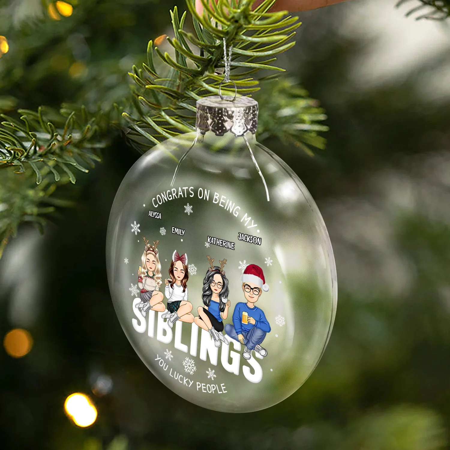 Congrats On Being My Bestie - Christmas Gift For Friends, Sisters, Sibling - Personalized Clear Flat Ball Ornament - Image 2